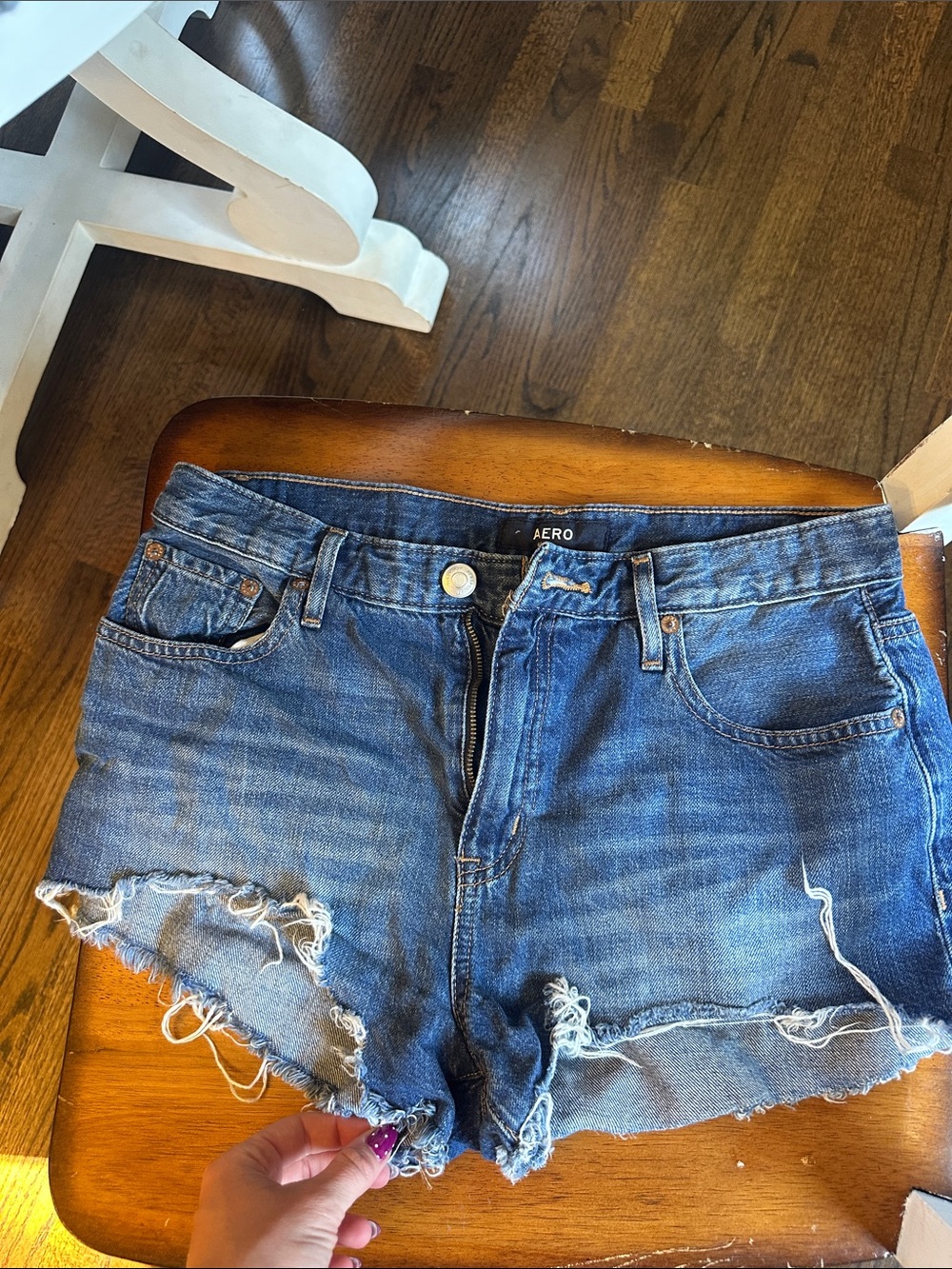Aeropostale Blue Distressed Cutoff Jean Shorts